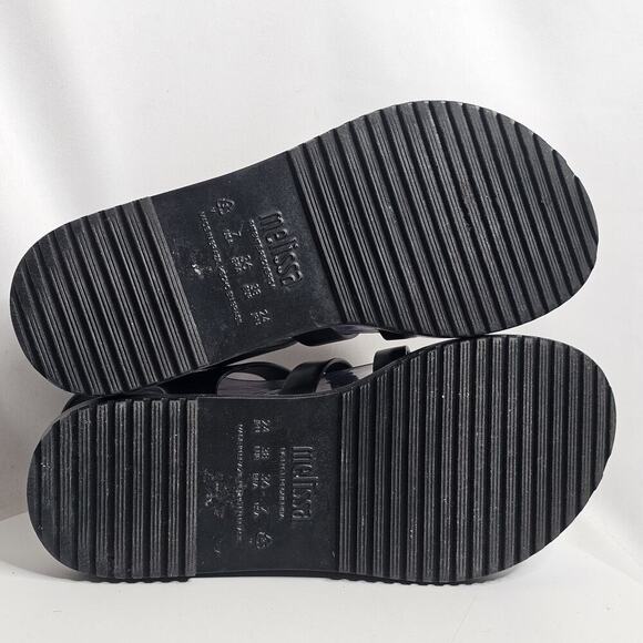 Melissa Flox III Women's Shoes Size 7 Jelly Flat Black/White Platform Sandals - Picture 7 of 8